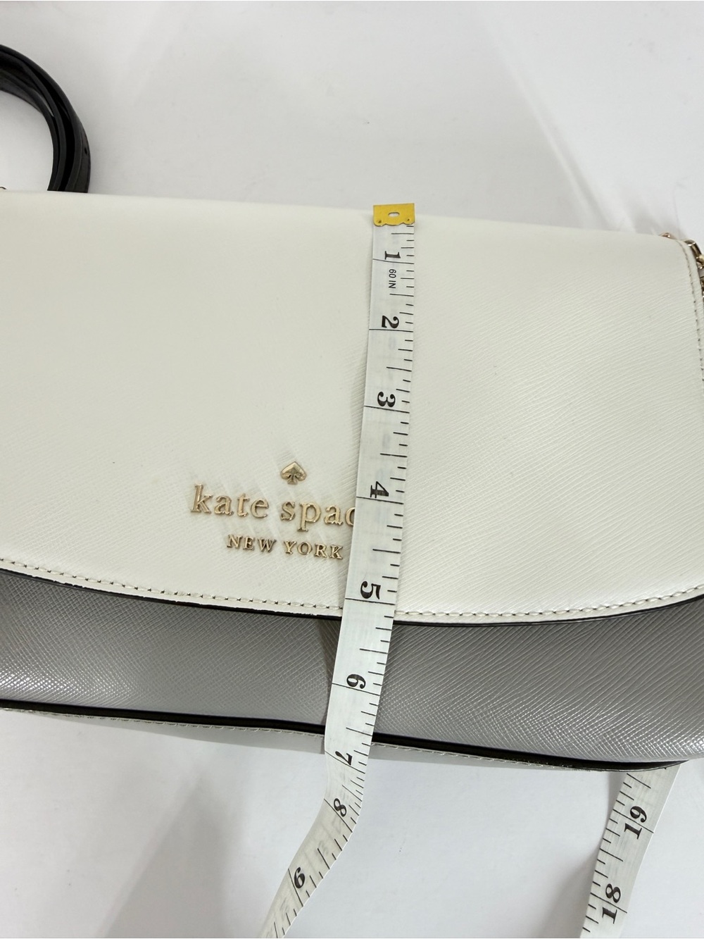 Kate Spade Womens Carson Saffiano Leather Colorblock Flap Crossbody Bag White - Picture 8 of 9